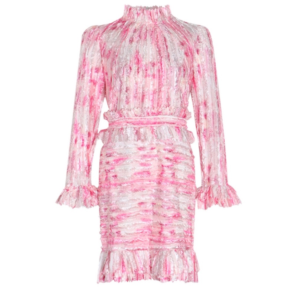 Stunning Feathered Ruffle Dress The Alessea - Picture 7 of 11